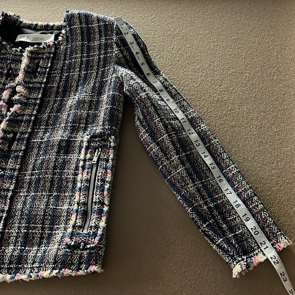 IRO Frannie Tweed Distressed Jacket Blue/Pink -Size 38 - Picture 14 of 14